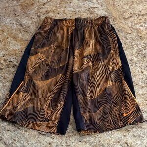 Men's Black and Orange Athletic Shorts